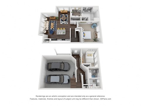 a 2 bedroom floor plan with a bathroom and a living room